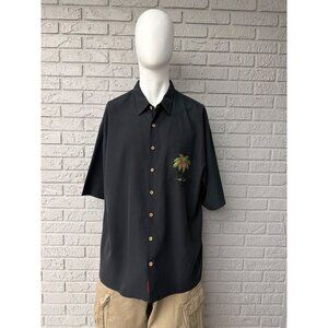 Bamboo Cay Pink Flamingo Hawaiian Men’s Black Short Sleeve Shirt 3XL